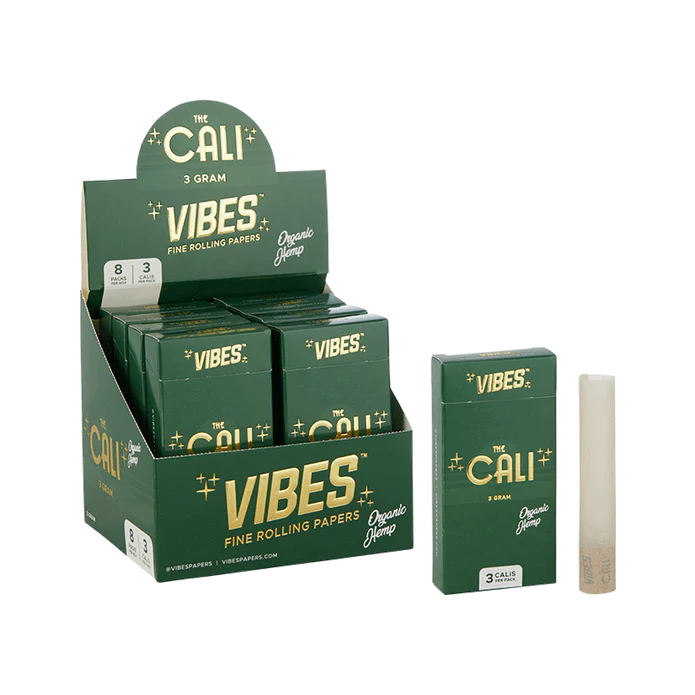 VIBES ORGANIC HEMP THE CALI 3 GRAM - 3 CALIS PER PACK - 8 PACKS PER BOX