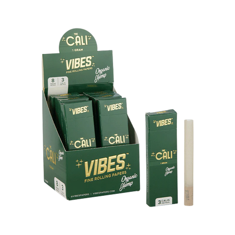 VIBES THE CALI 1 GRAM ORGANIC HEMP 3 CALIS PER PACK - 8 PACKS PER BOX