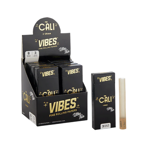 VIBES ULTRA THIN THE CALI 2 GRAM - 3 CALIS PER PACK - 8 PACKS PER BOX